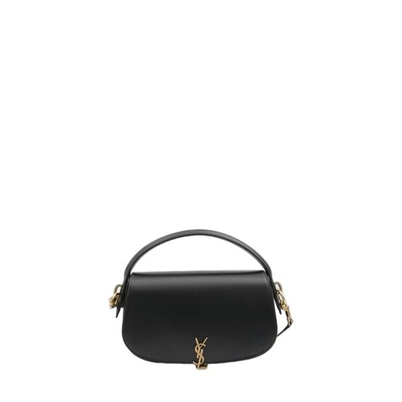 Saint Laurent Structured Black Calf Leather Shoulder Bag - NWT